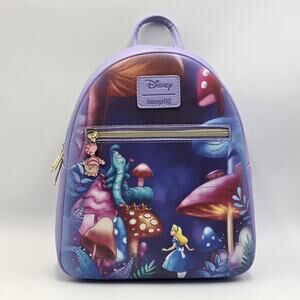 Loungefly Disney Alice In Wonderland Mushroom Caterpillar Mini Backpack New
